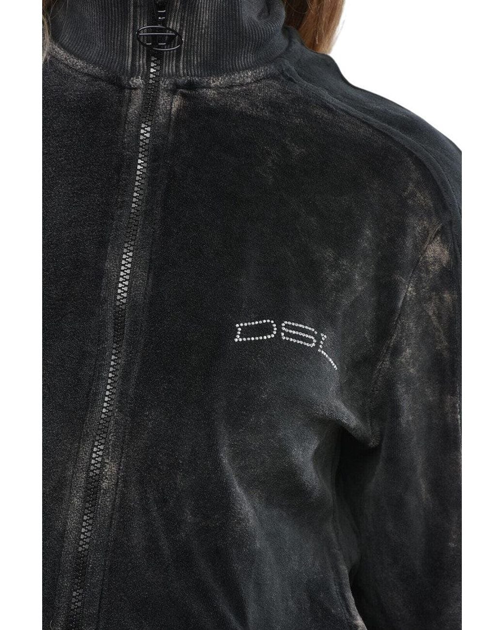 DIESEL Black Embellished Mock Collar Sweatshirt