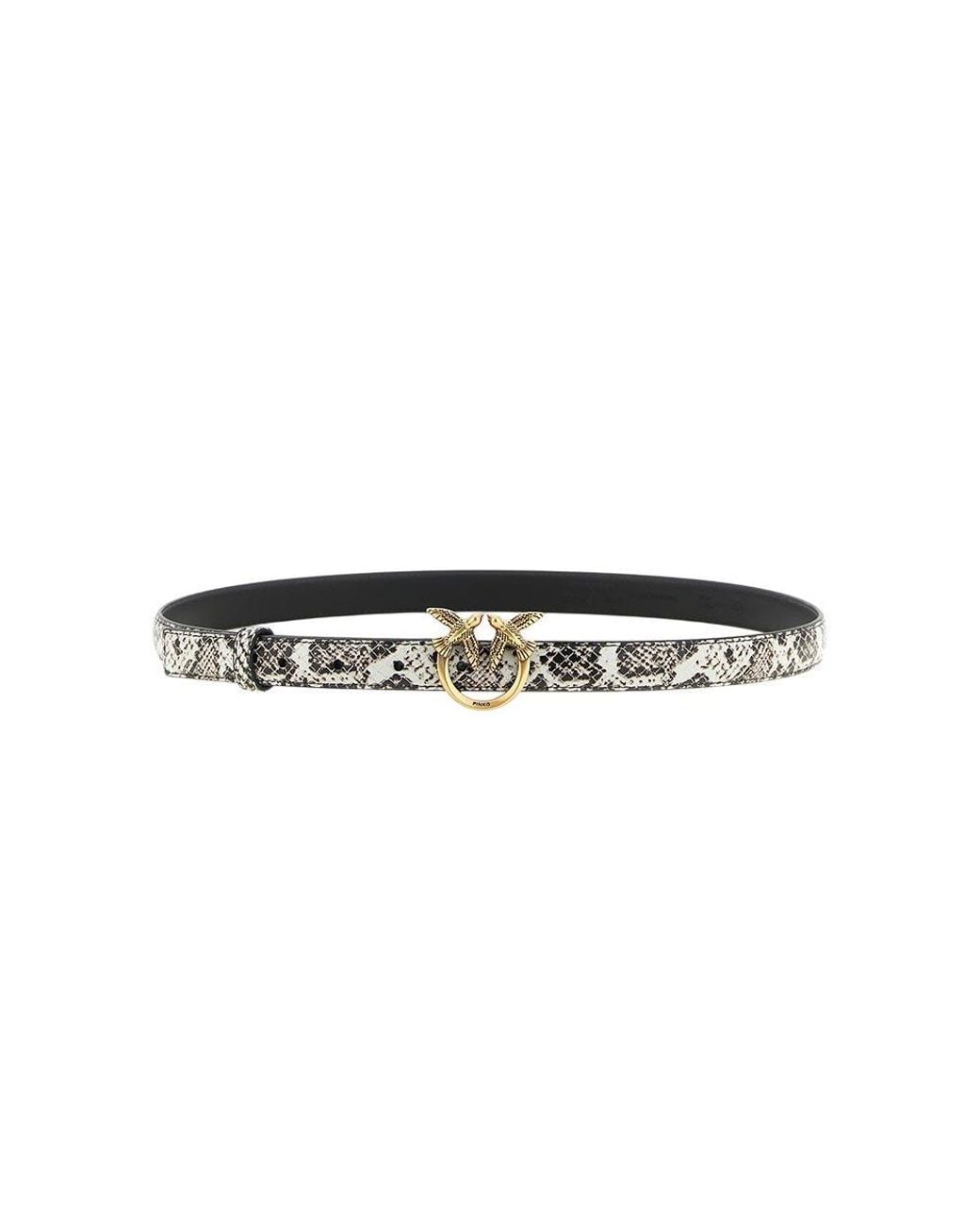 Pinko White Love Birds Animal Print Belt