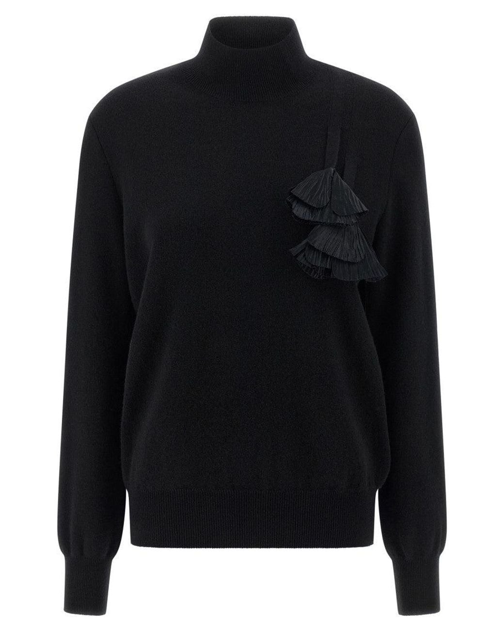 Ferragamo Black Floral Insert Sweater