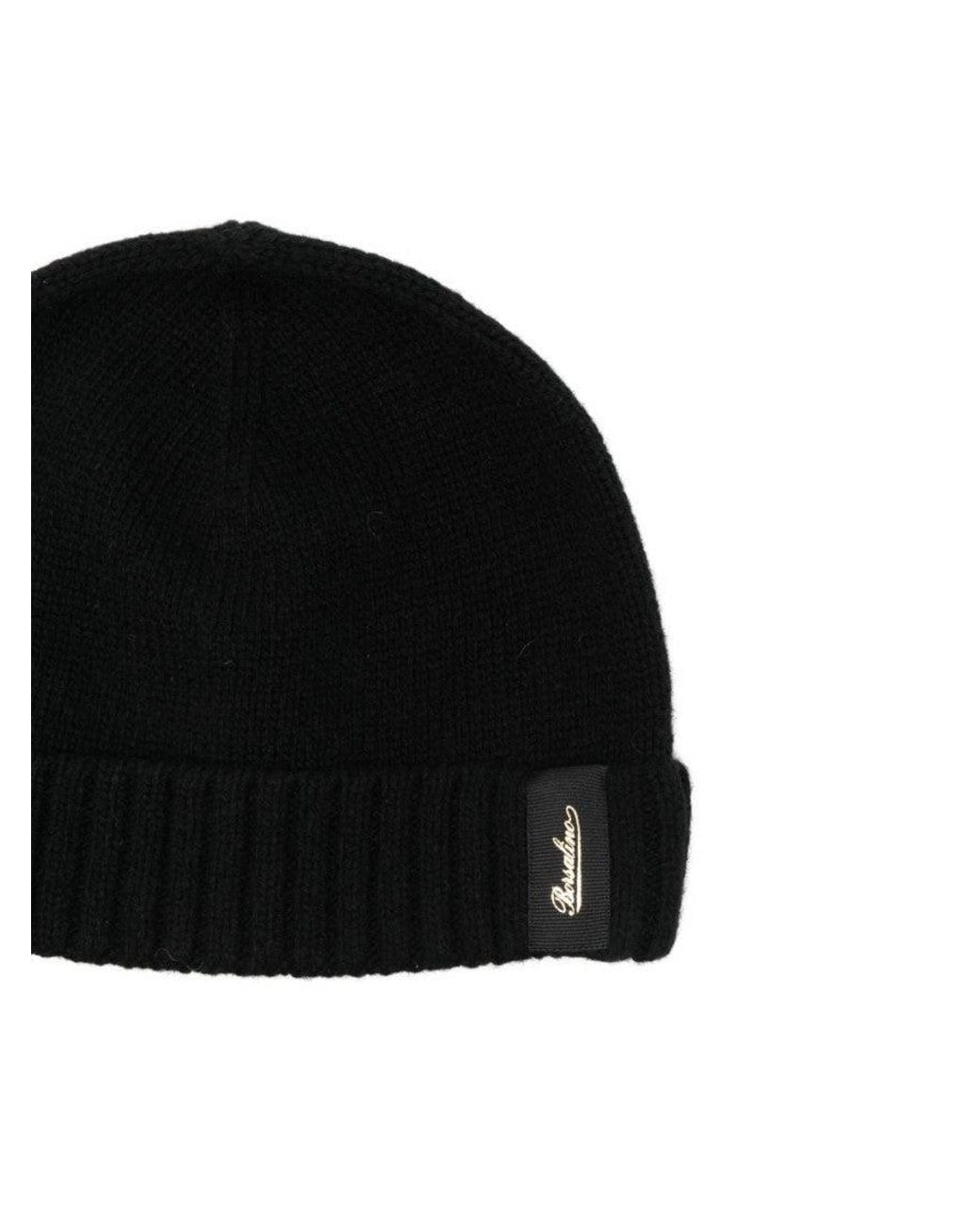 Borsalino Black Textured Beanie Cap