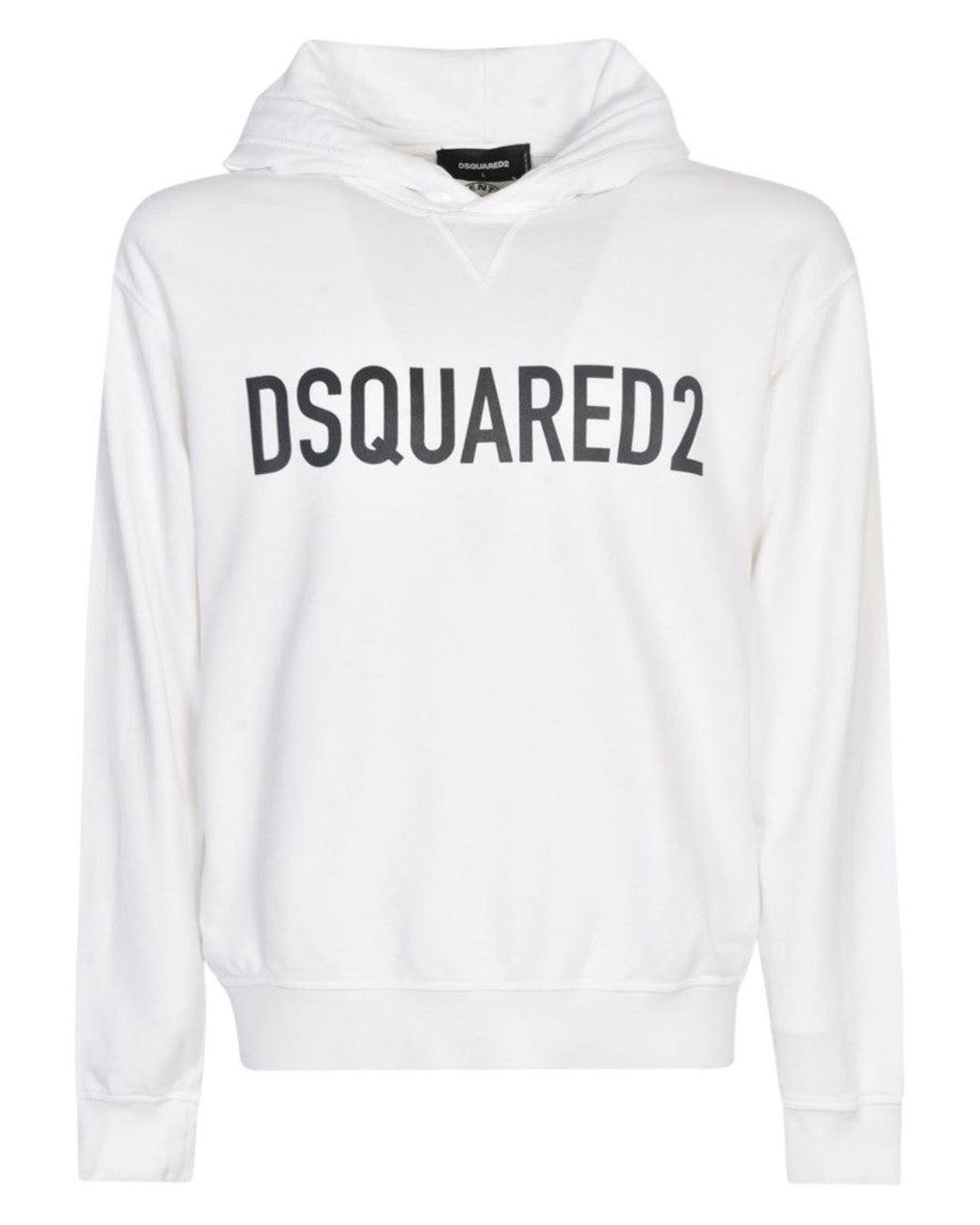 DSquared² White Logo-Print Hoodie for men