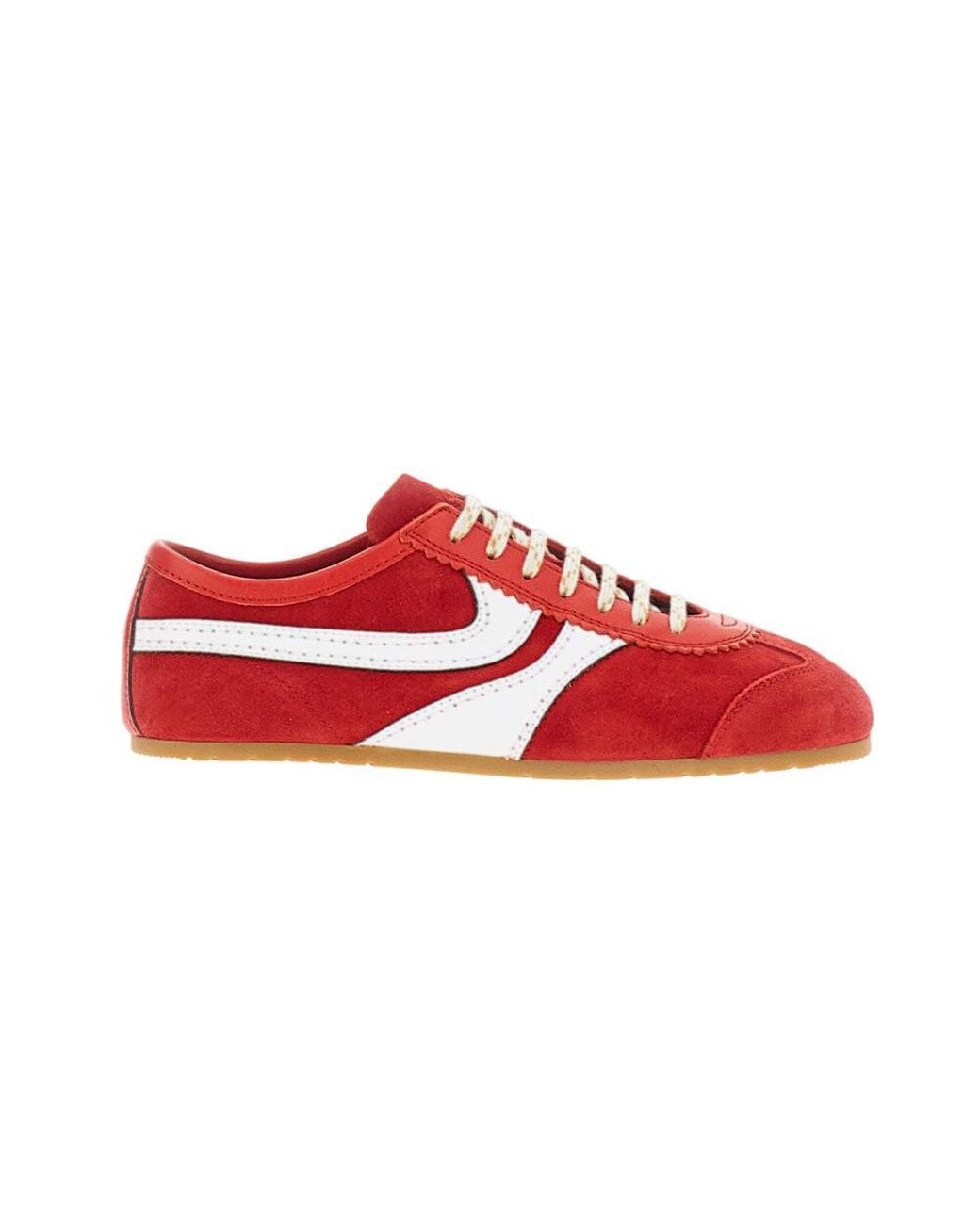 Dries Van Noten Red Lace Up Sneakers