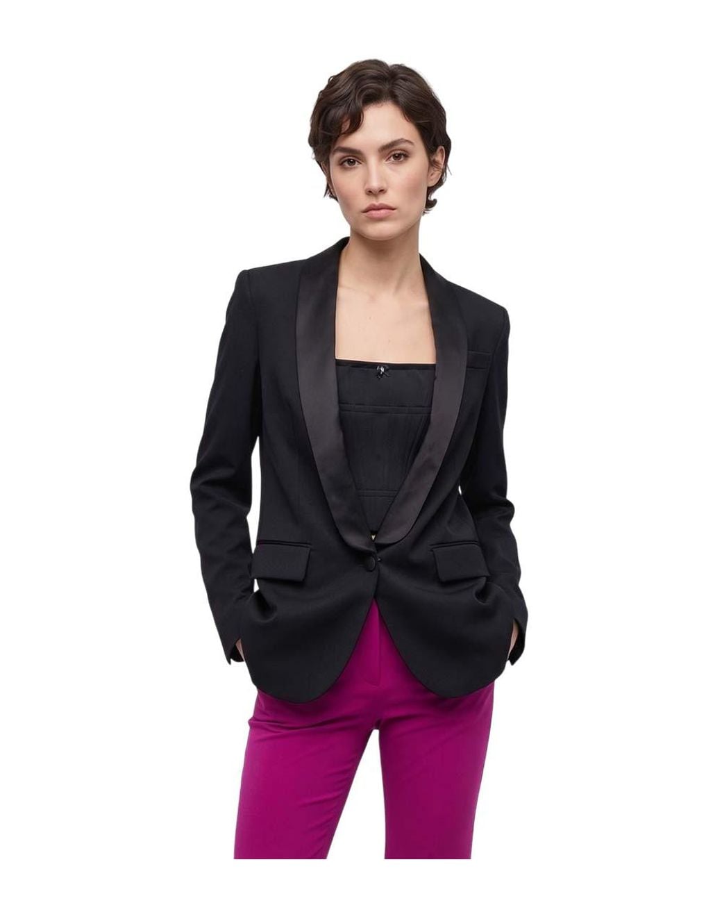 DSquared² Black Solid Shawl Lapel Blazer