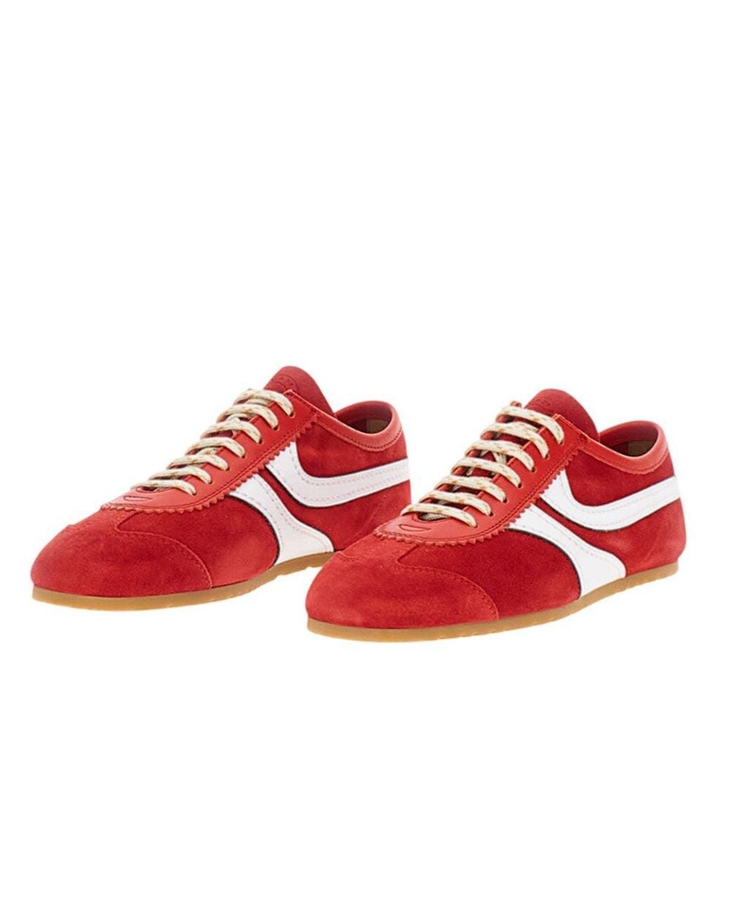 Dries Van Noten Red Lace Up Sneakers