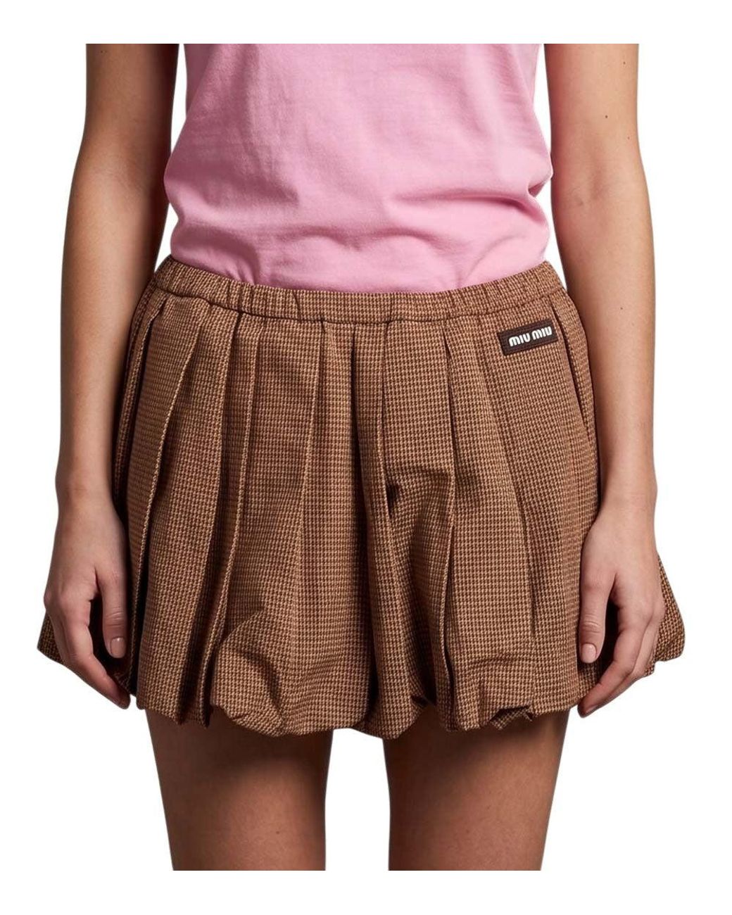 Miu Miu Brown Checks Mini Skirt