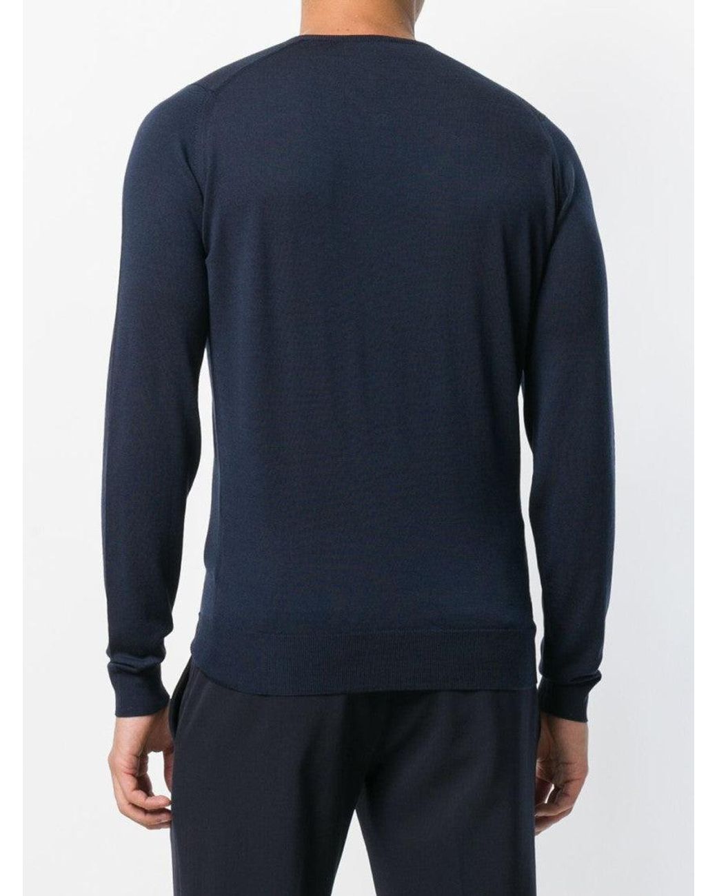 John Smedley Blue V-Neck Sweater for men