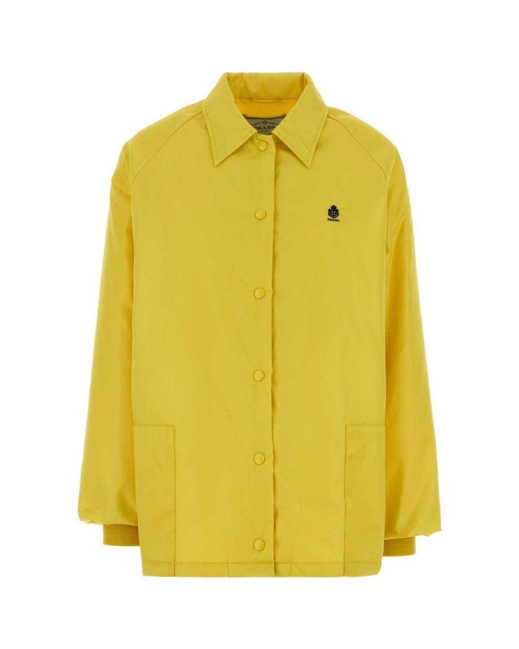 Prada Yellow Logo Shirt Collar Jacket