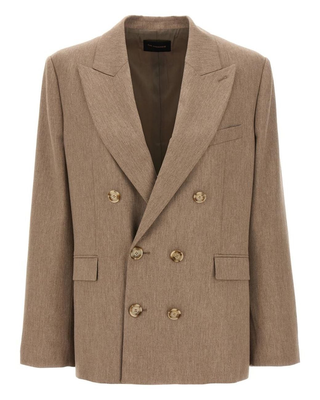 ANDAMANE Brown Double-Breasted Viscose Blend Blazer