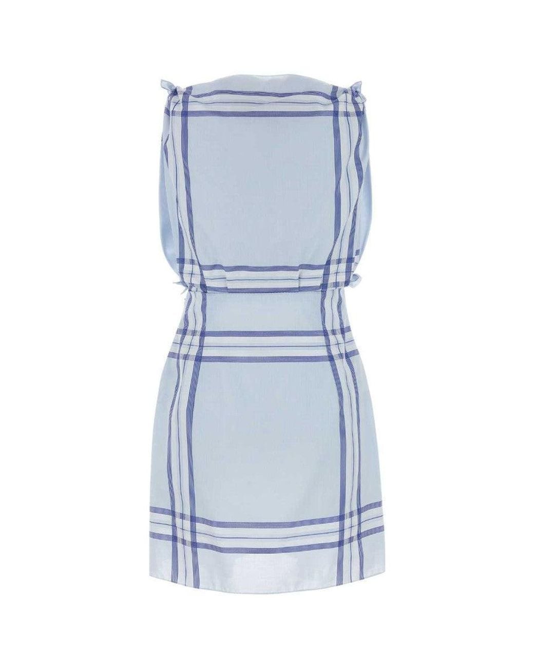 Prada Blue Light Embroidered Cotton Mini Dres