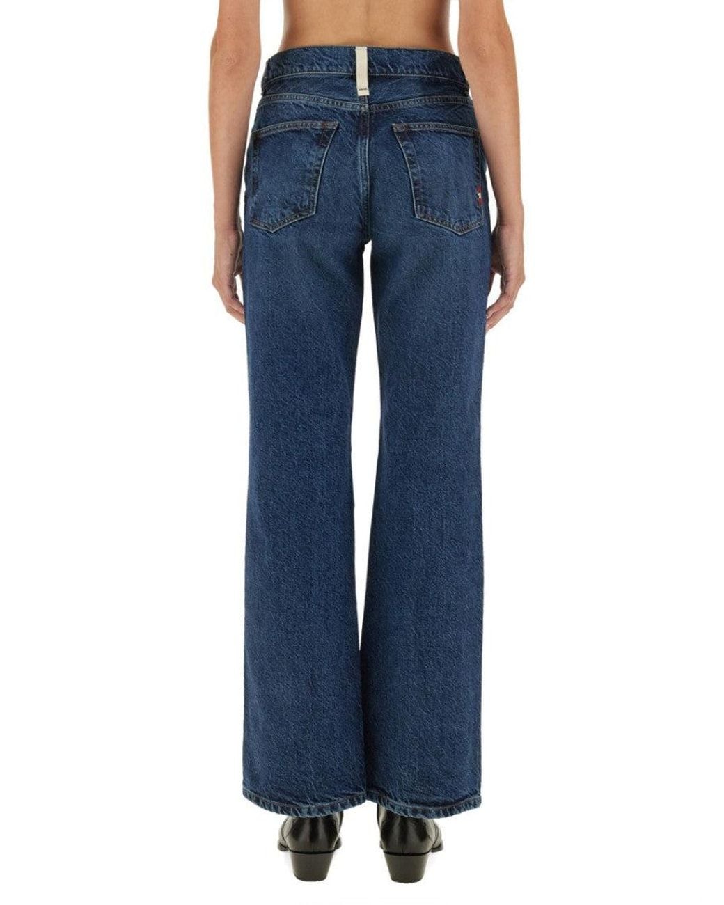 AMISH Blue Denim Flared High Rise Jeans