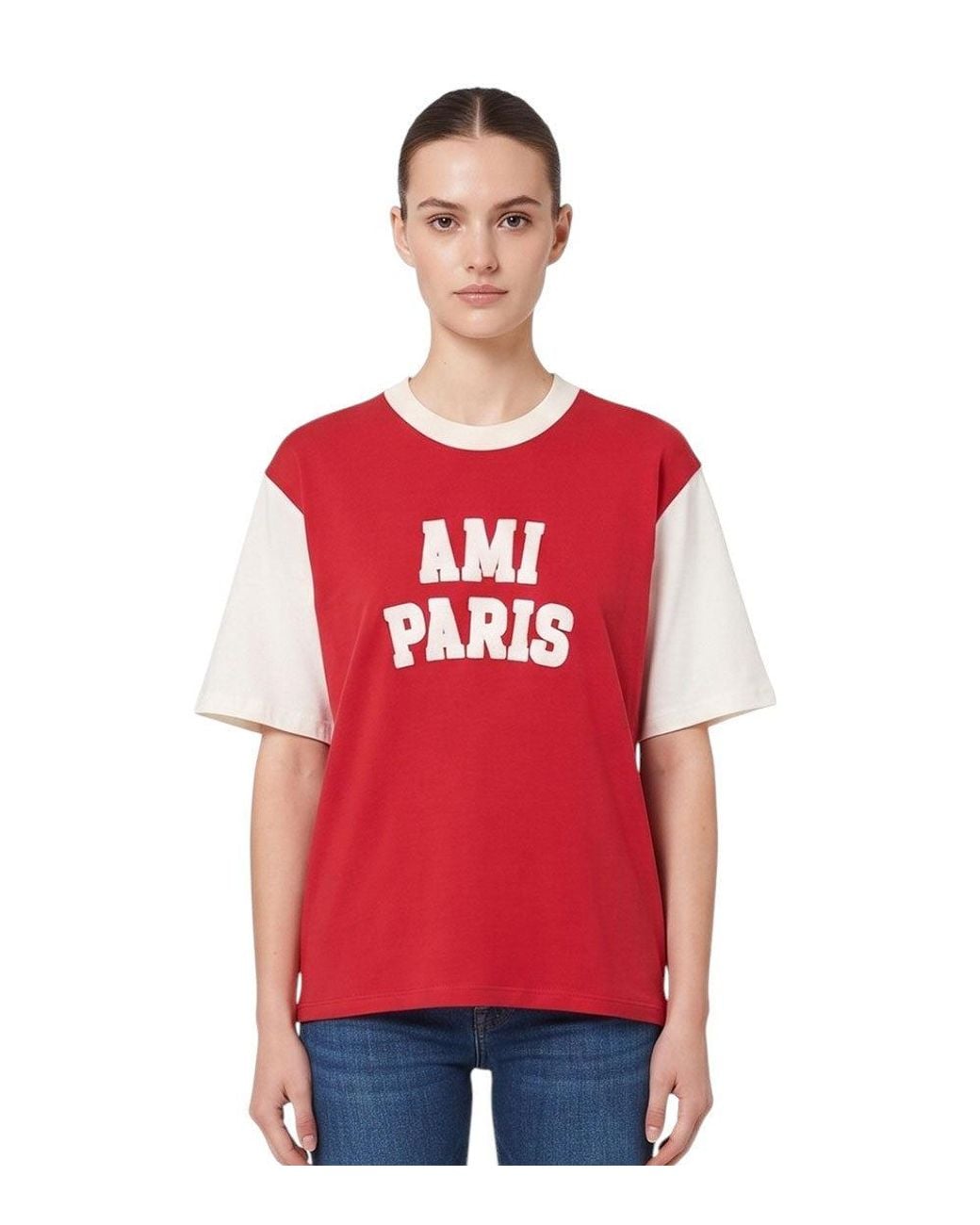 AMI Red Crew Neck T-Shirt