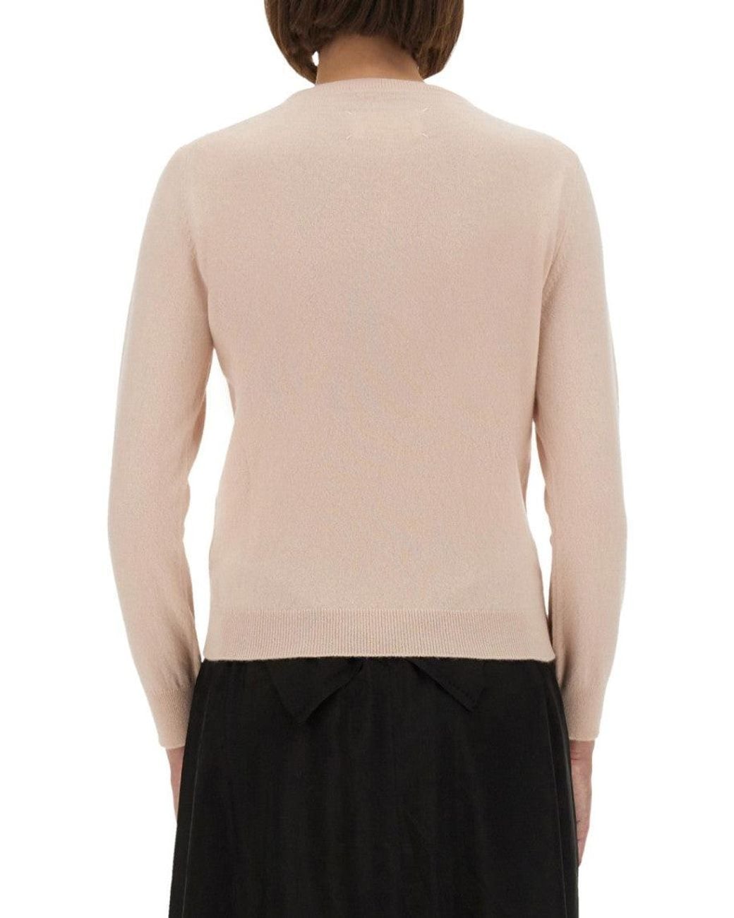 Maison Margiela White Solid Crew Neck Sweater