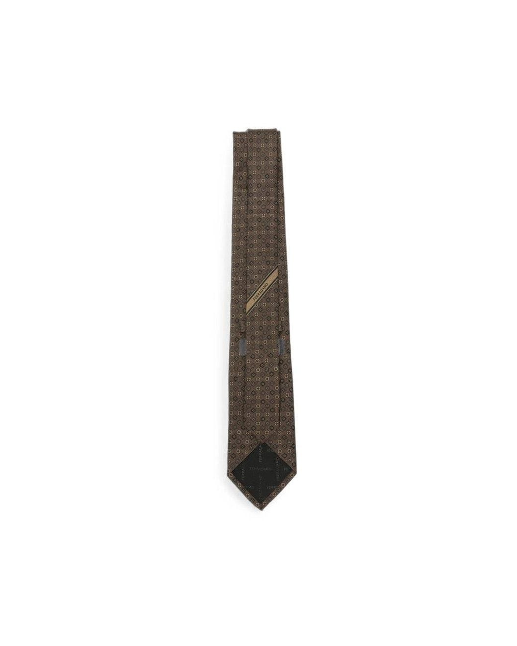 Ferragamo White Geometric Pattern Tie for men