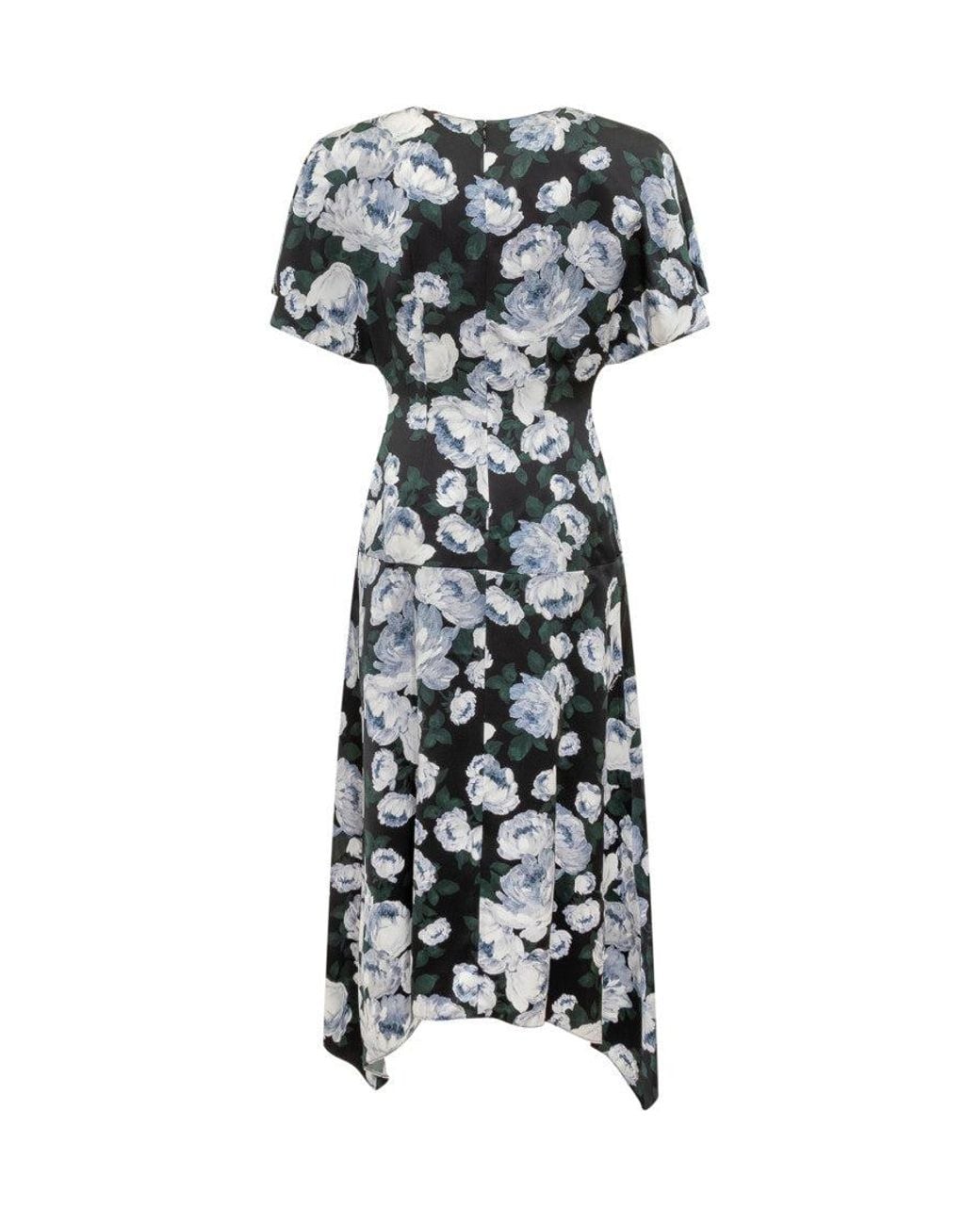 Stella McCartney White Floral V Neck Midi Dress