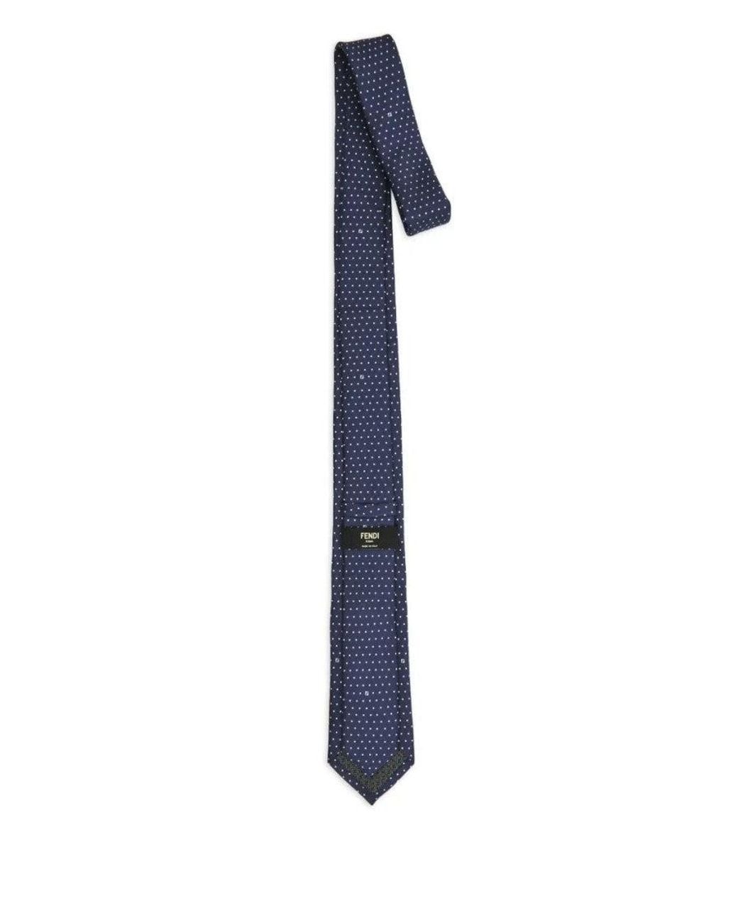Fendi Blue Dotted Silk Tie for men