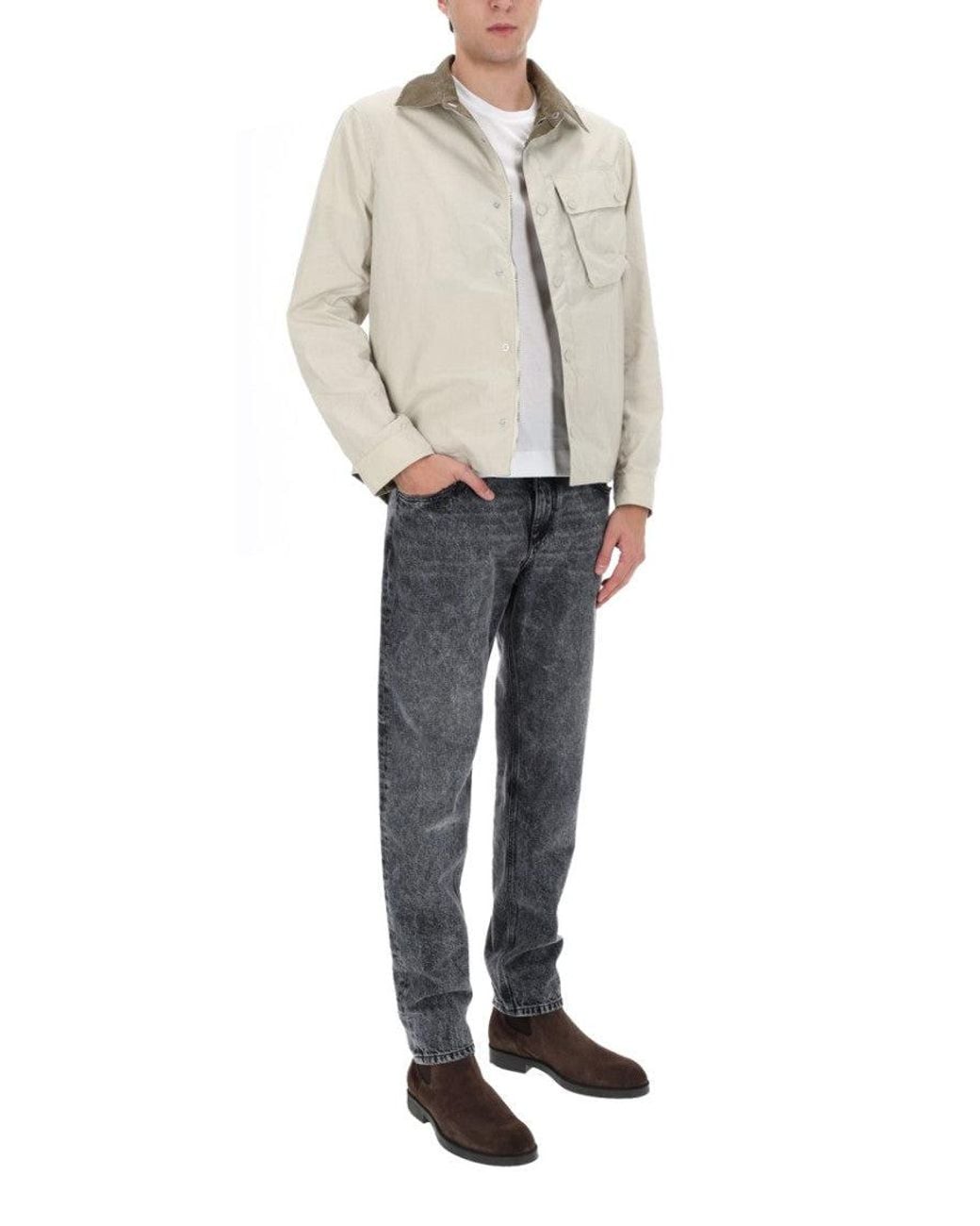 Belstaff White Solid Shirt Collar Jacket for men