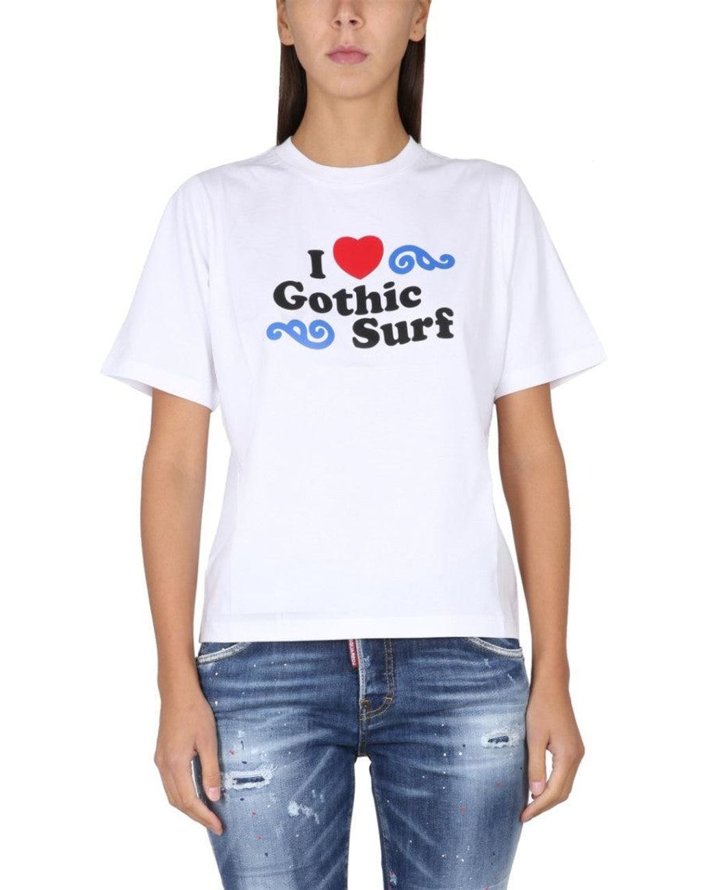 DSquared² White Graphic Crew Neck T-Shirt