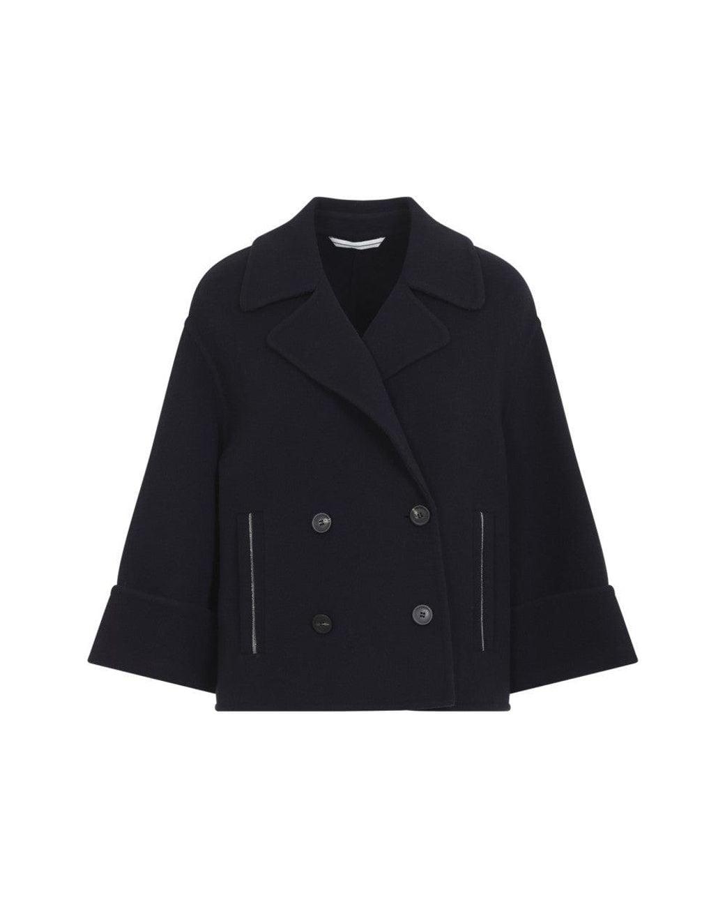 Peserico Blue Notched Lapel Trench Coat