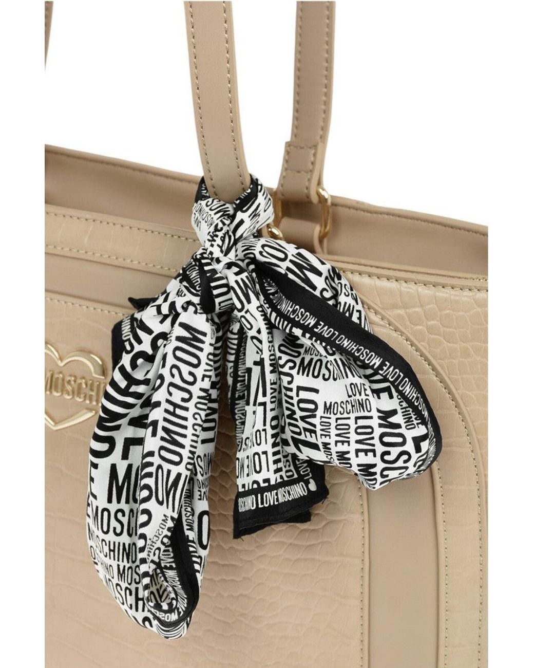 Love Moschino Natural Light Logo Top Zip Large Tote