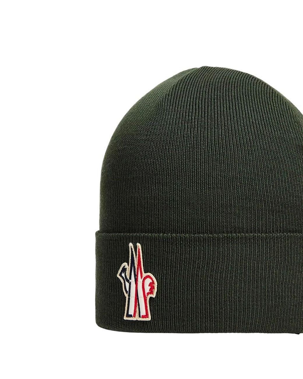 Moncler Green Logo Beanie Cap for men