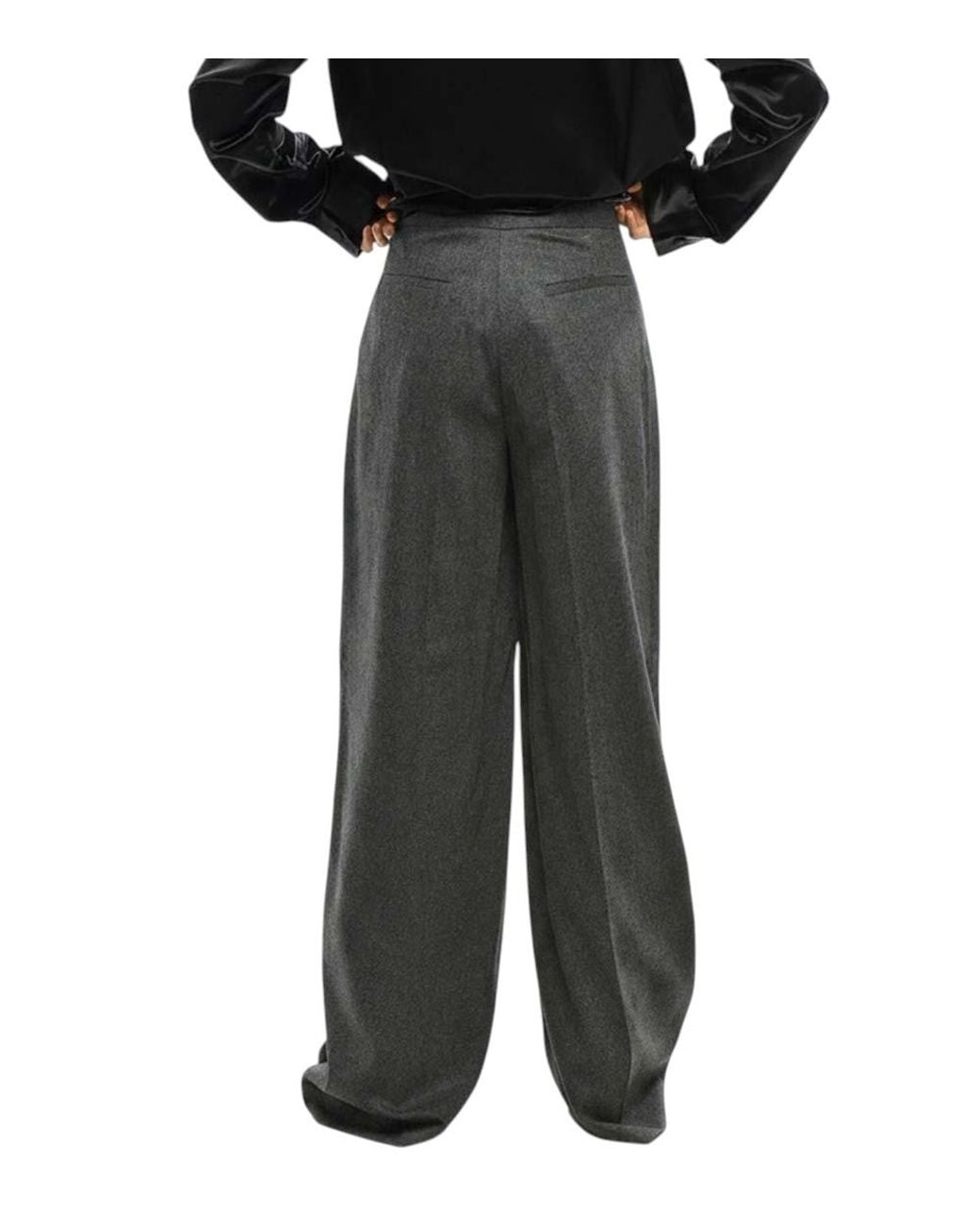 Sa Su Phi Black Loose Flat Front Pants