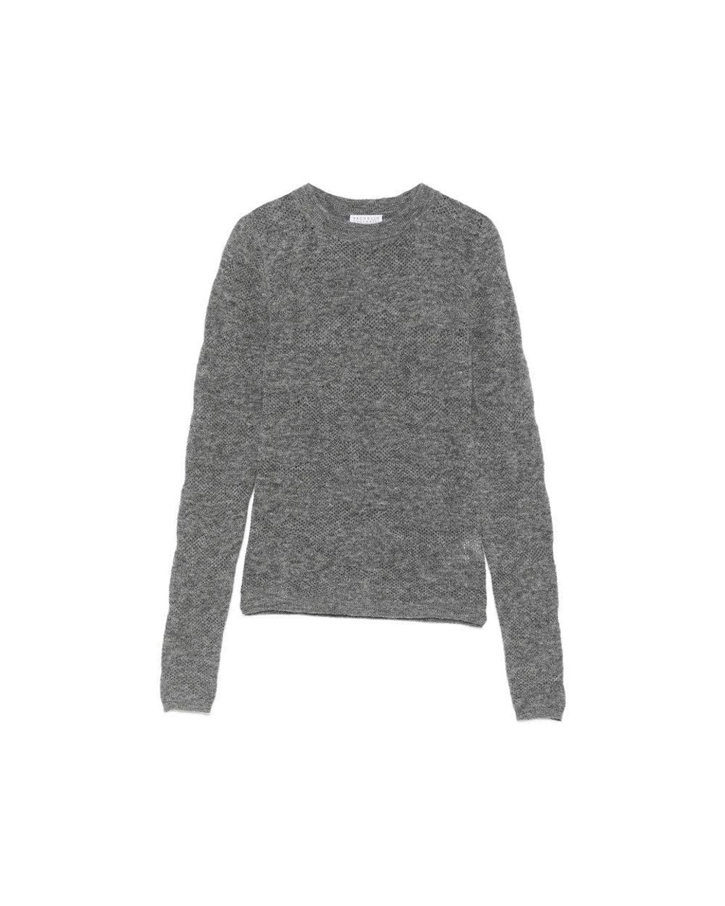 Brunello Cucinelli Gray Crew Neck Sweater