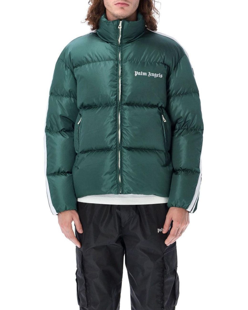 Palm Angels Blue Logo Down Jacket for men