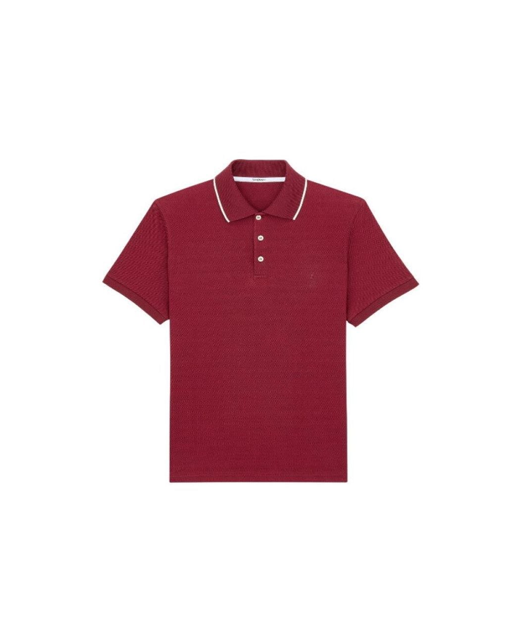 Saint Laurent Red Shirt Collar Polos for men