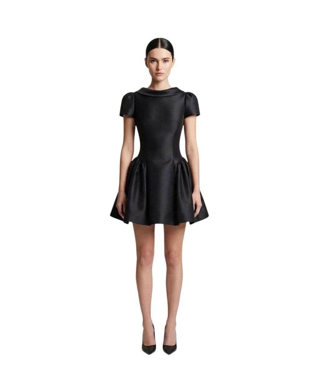 Self-Portrait Black Boat Neck Mini Dress