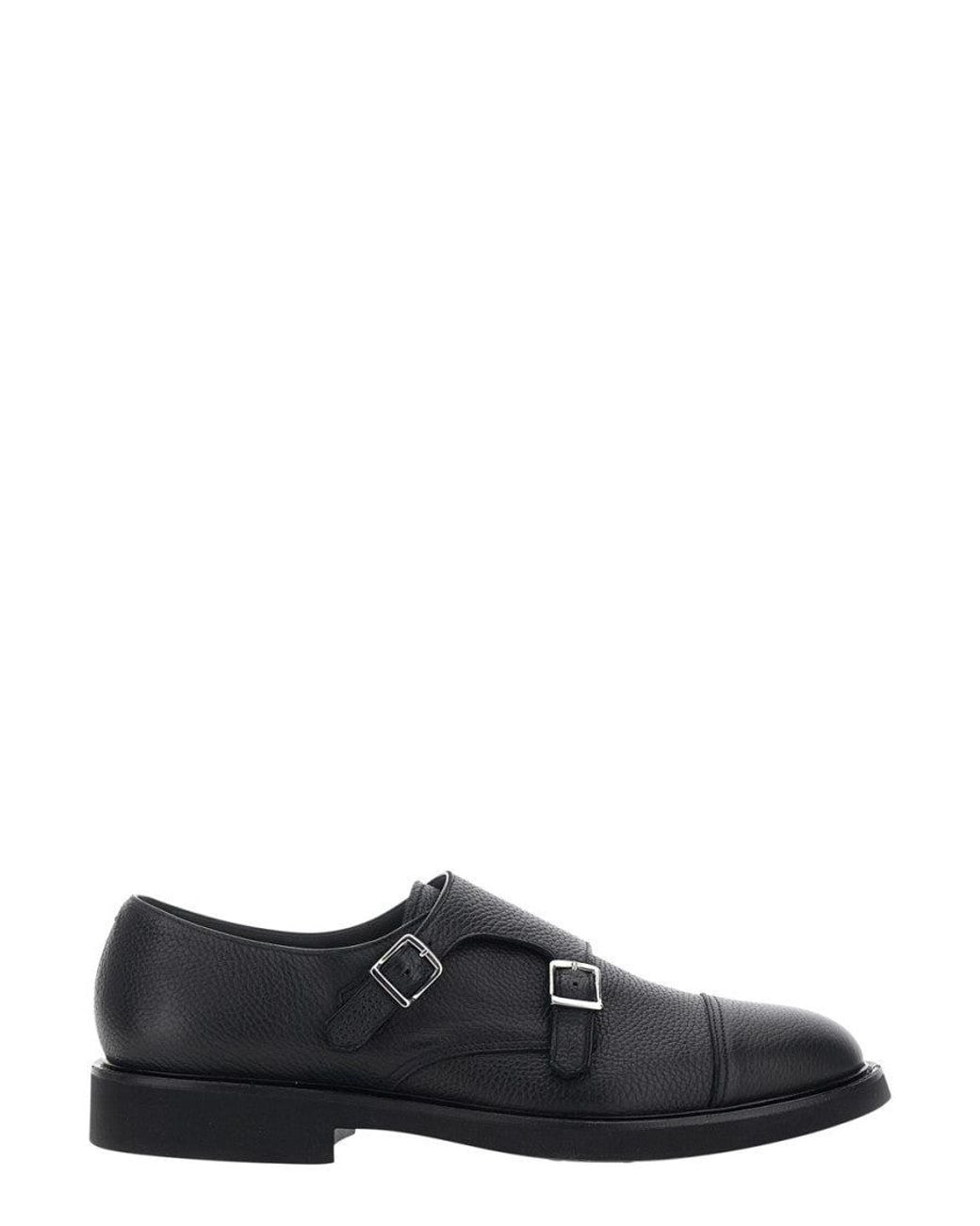 Doucal's Black Double Buckle Shoes for men