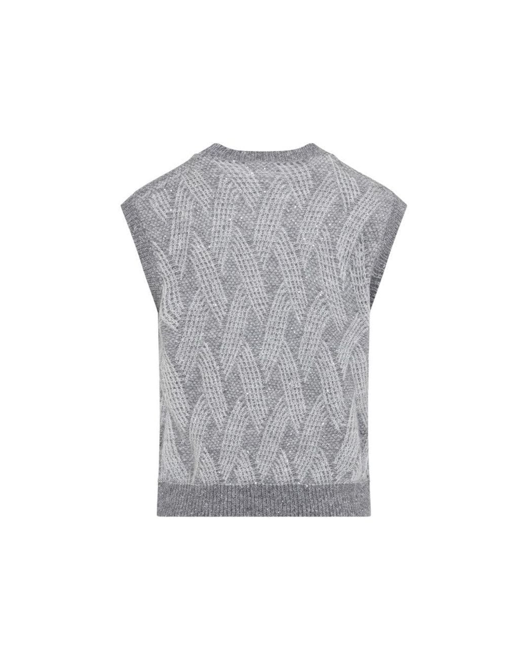 Peserico Gray Knitted Mock Collar Sweater