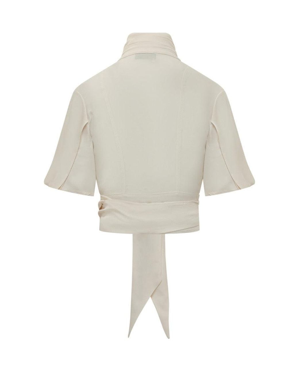 Elisabetta Franchi White Solid Mandarin Collar Top