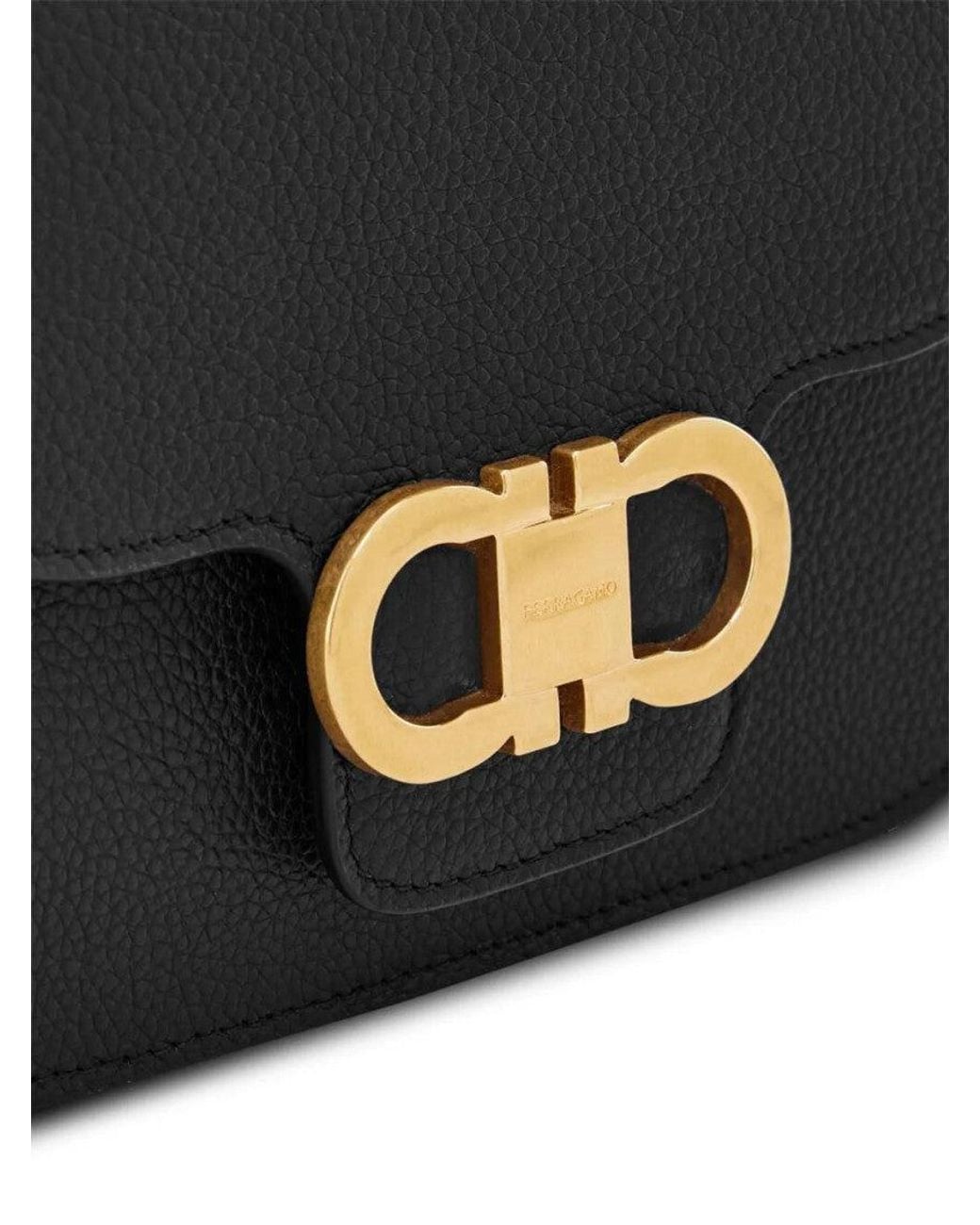 Ferragamo Black Double Gancini Crossbody Bag
