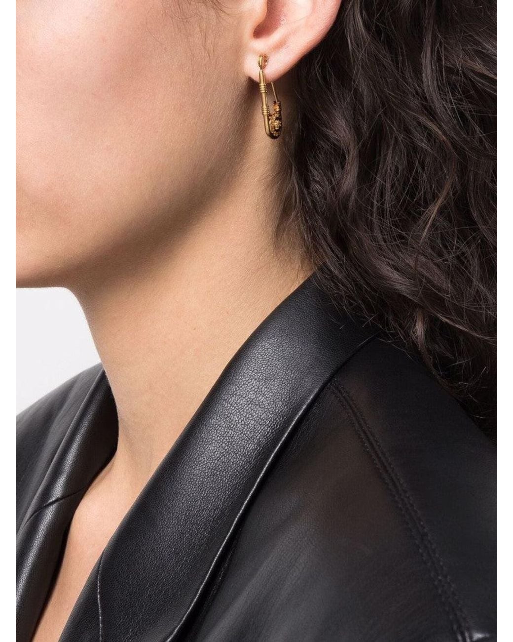 Versace Metallic Golden Safety Pin Earrings