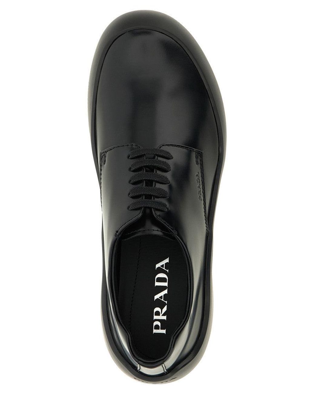 Prada Black Leather Lace-Up Shoes for men