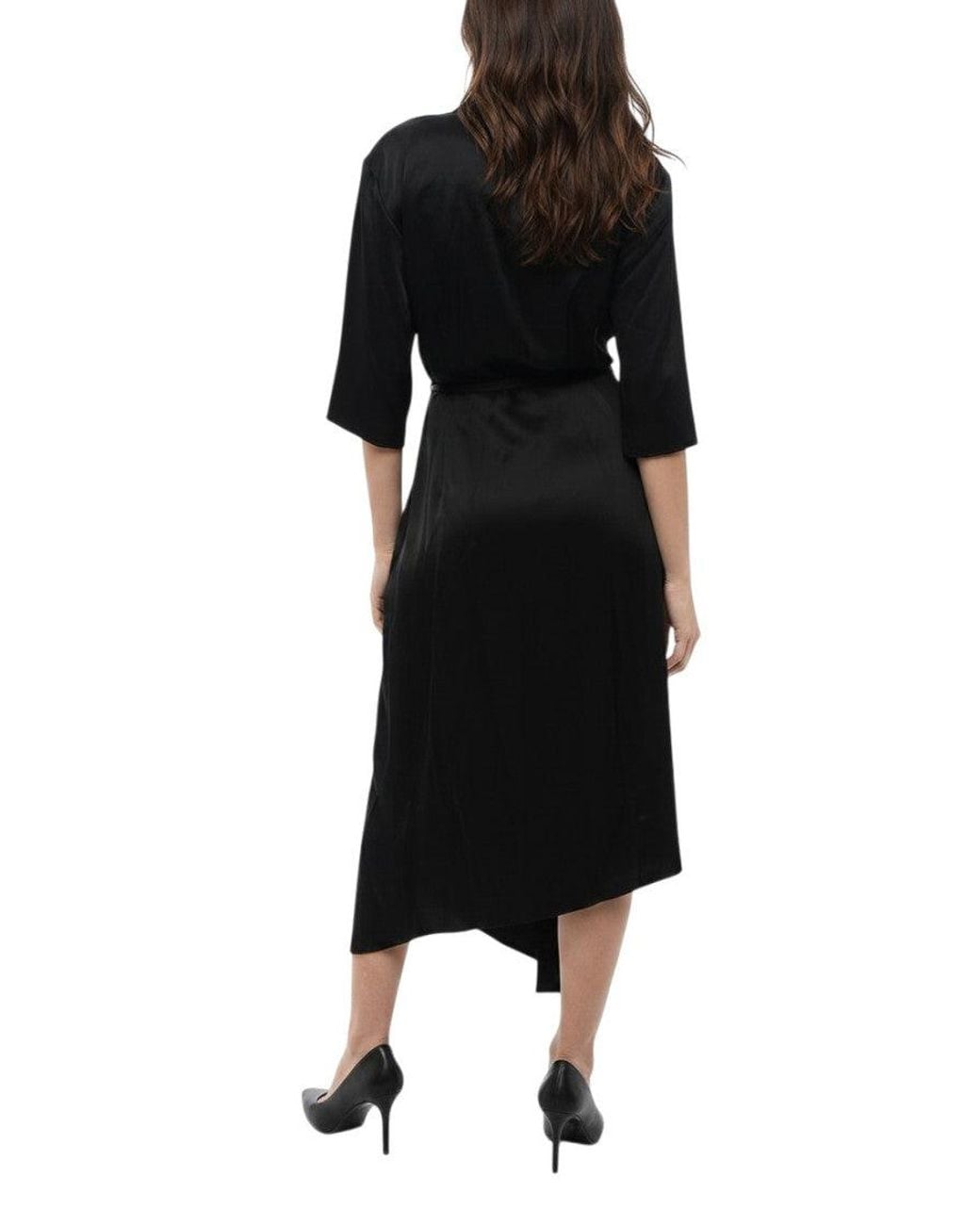 Nanushka Black Shirt Collar Midi Dress