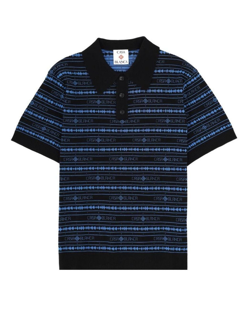Casablanca Blue Logo Shirt Collar Polo for men