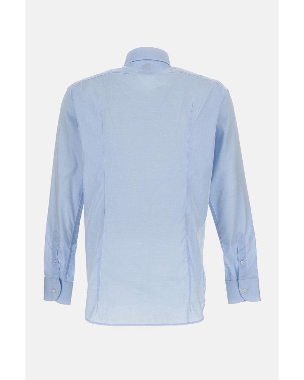Bagutta Blue Classic Cotton Shirt for men