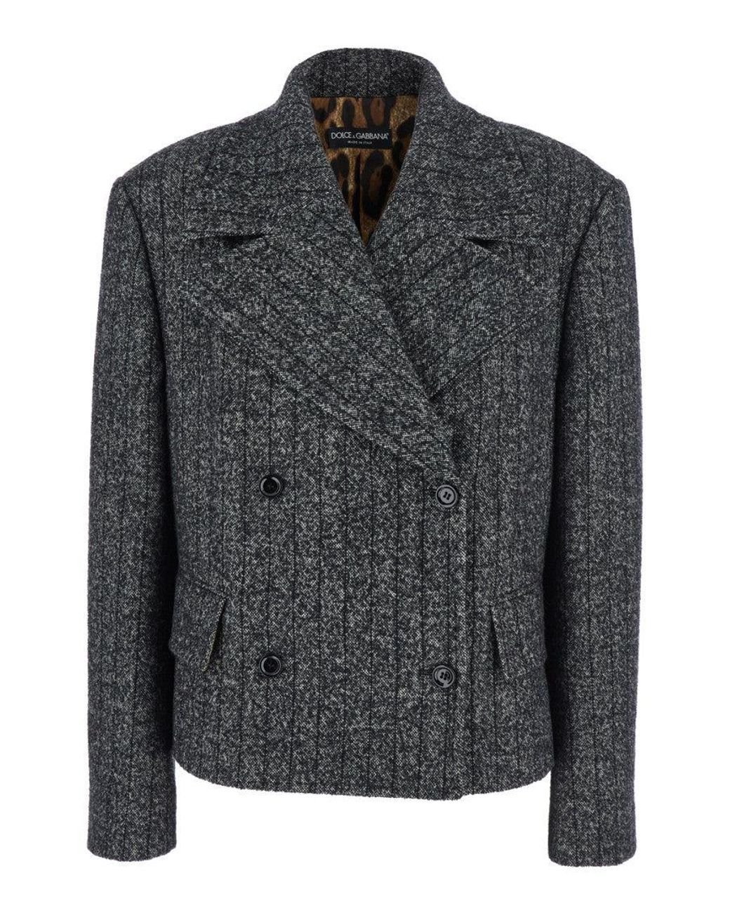 Dolce & Gabbana Black Textured Notched Lapel Blazer