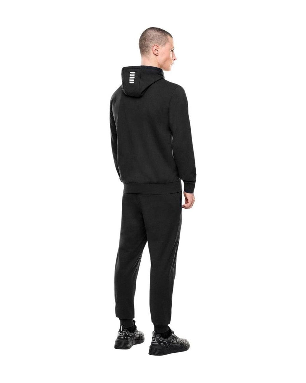 EA7 Black Regular Logo Tracksuit for men