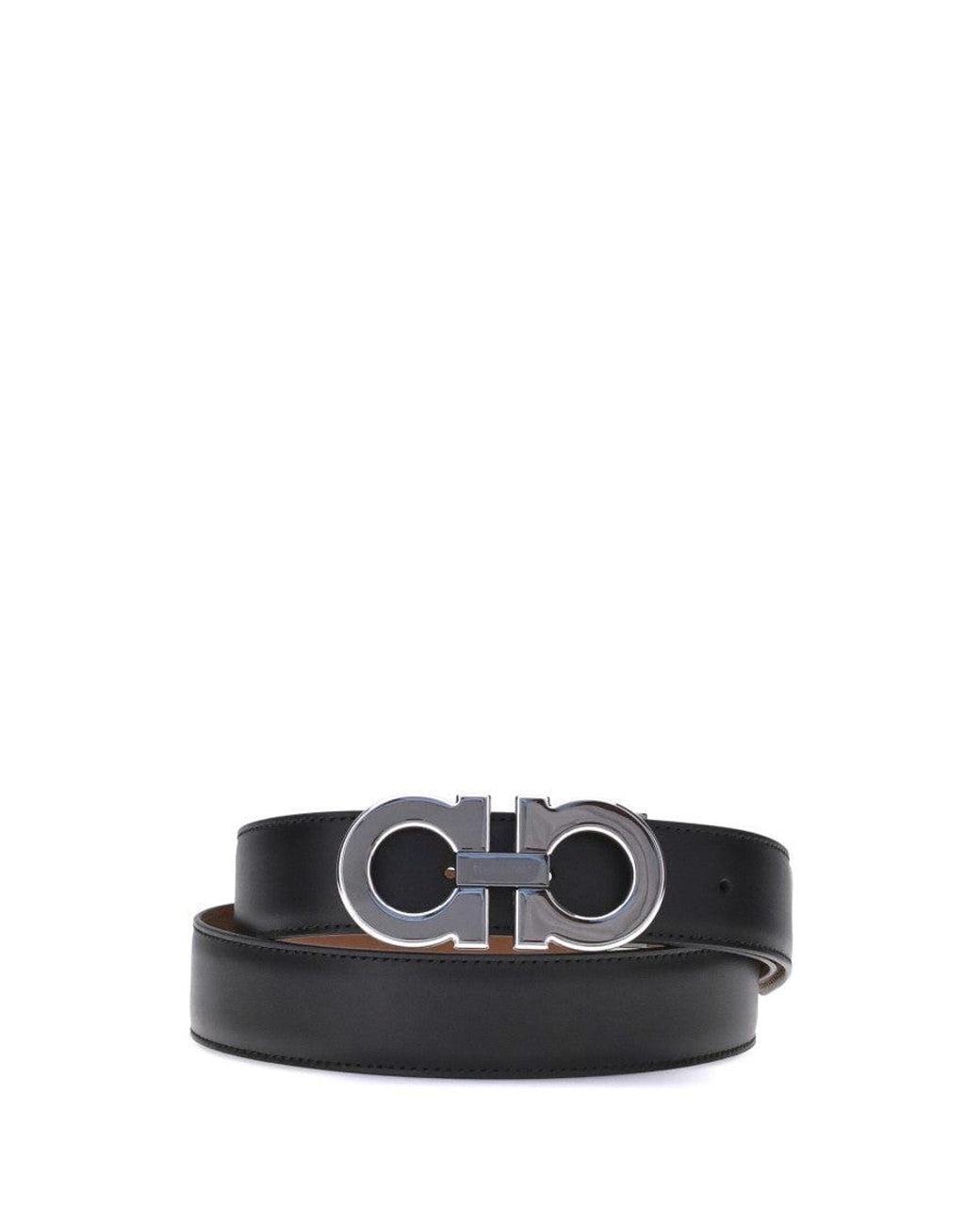 Ferragamo White Gancini Solid Reversible Belt for men