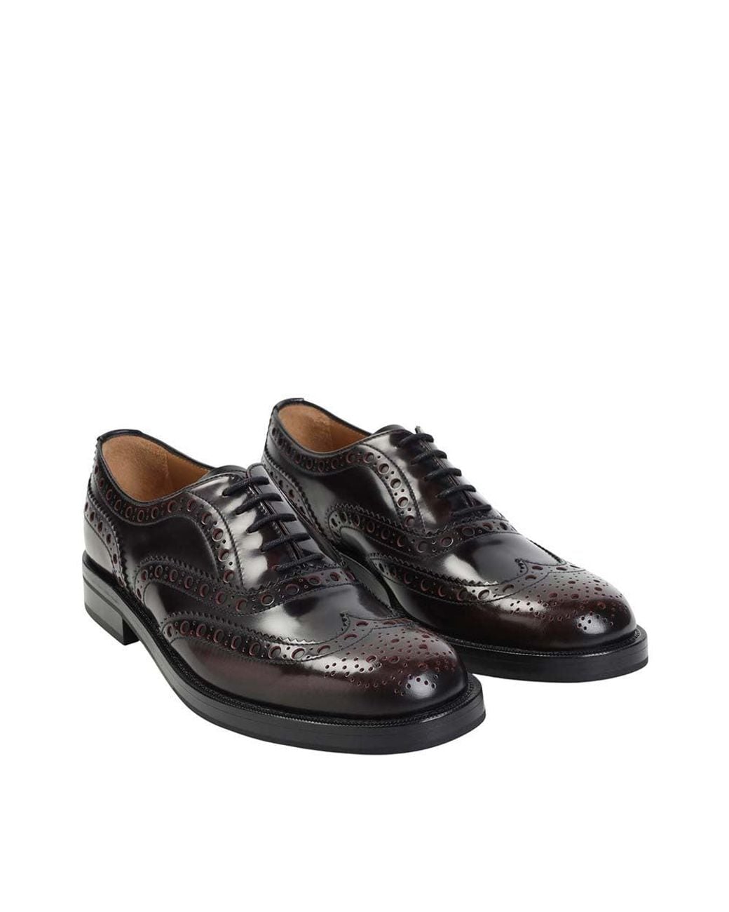 Church's Black Burgundy Leather Lace-Up Shoes