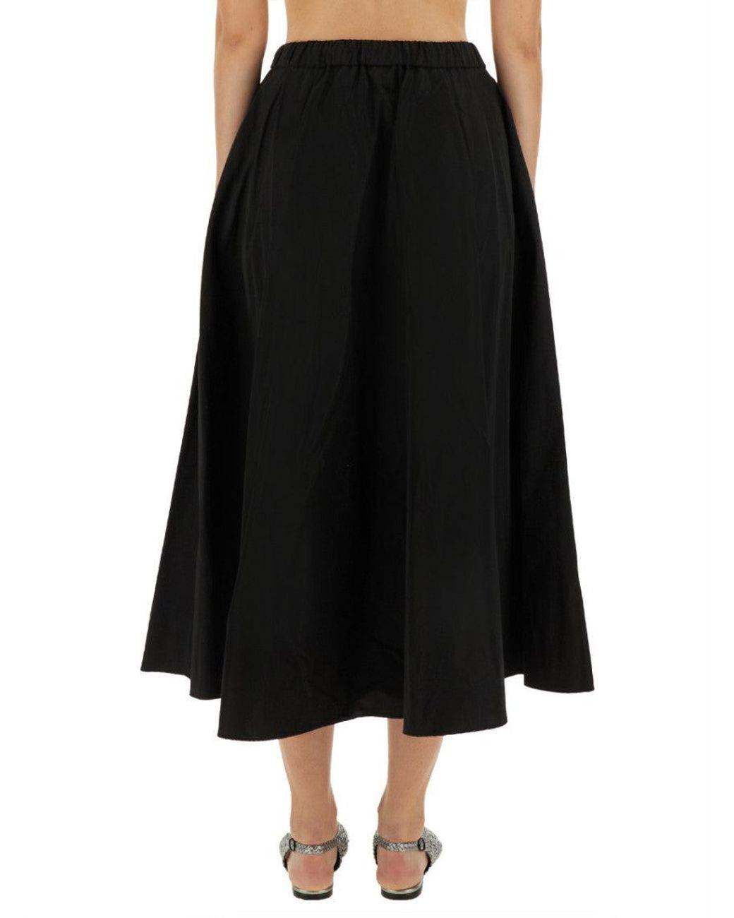 Aspesi Black Solid Midi Skirt