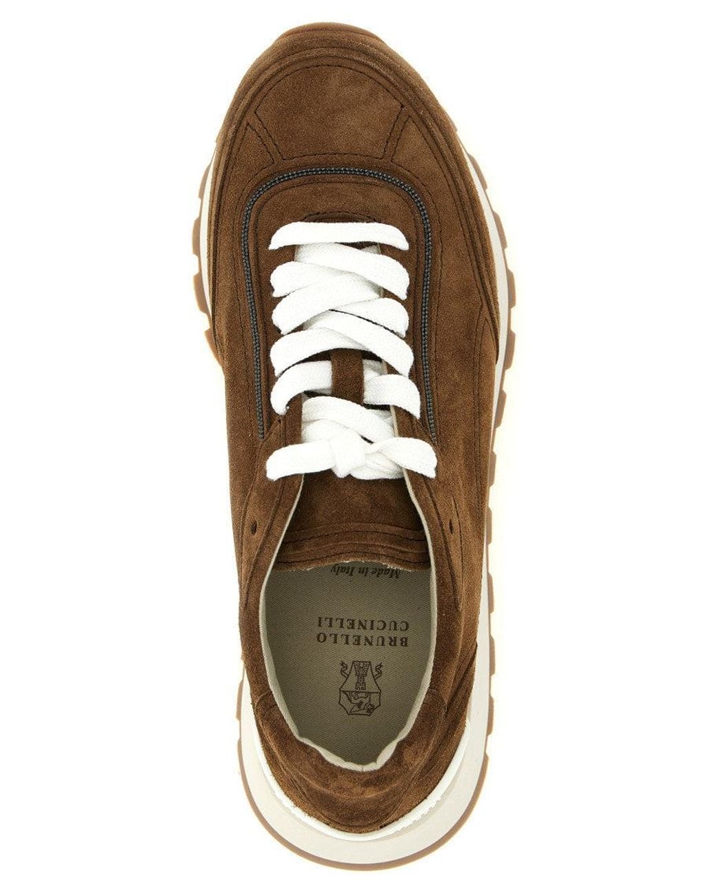 Brunello Cucinelli Brown Lace Up Sneakers