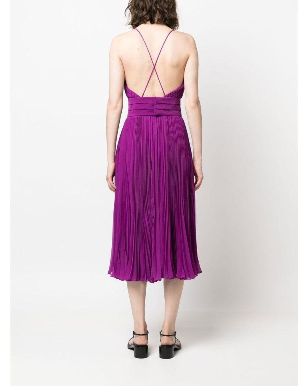 Max Mara Purple Pleated Midi Dress