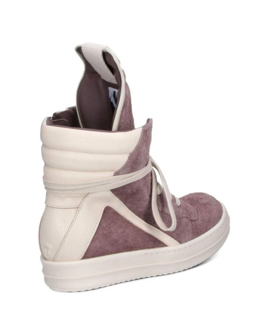 Rick Owens Pink Geobasket Leather Sneakers