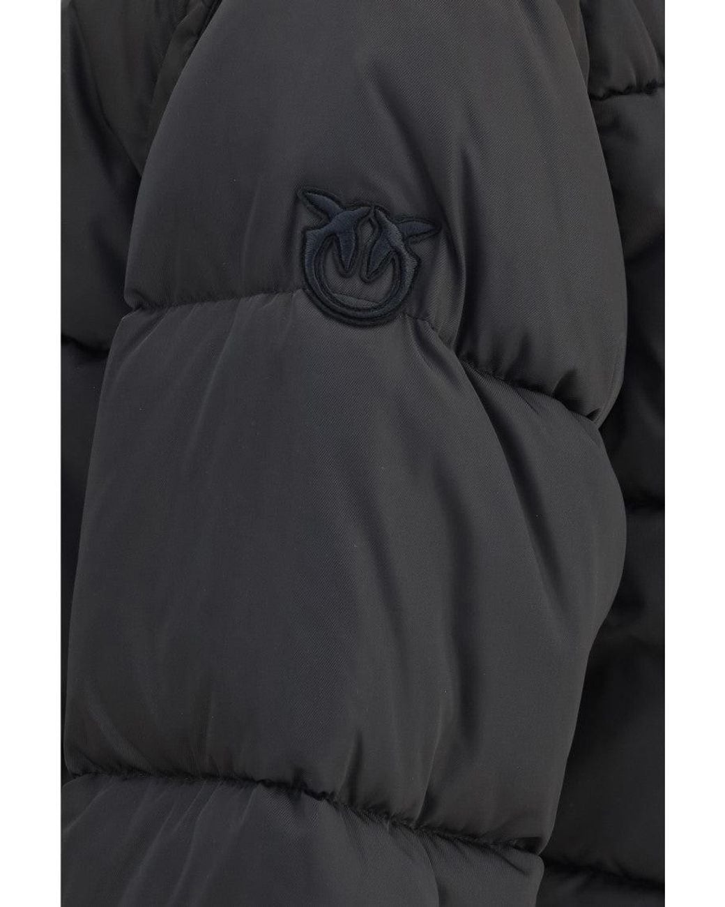 Pinko Black Solid Hood Jacket