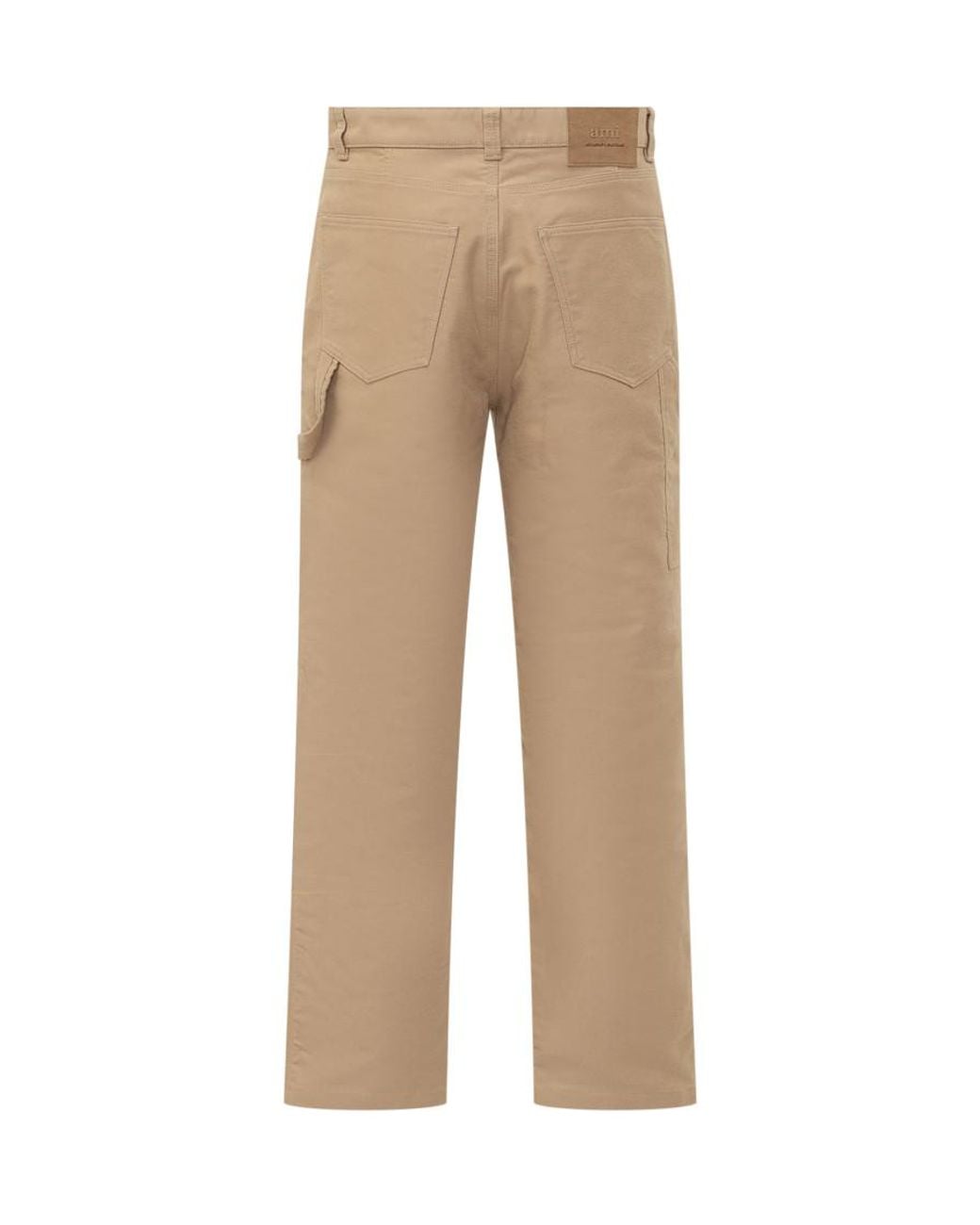 AMI Natural Straight Flat Front Pants for men