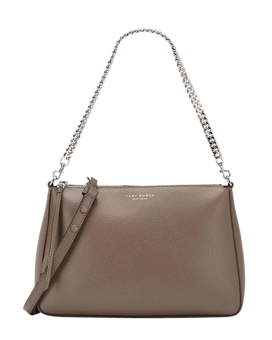 Tory Burch Brown Taupe Perry Medium Shoulder Bag