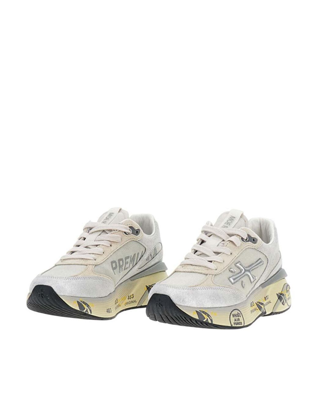 Premiata White Mesh Moerund Platform Sneakers
